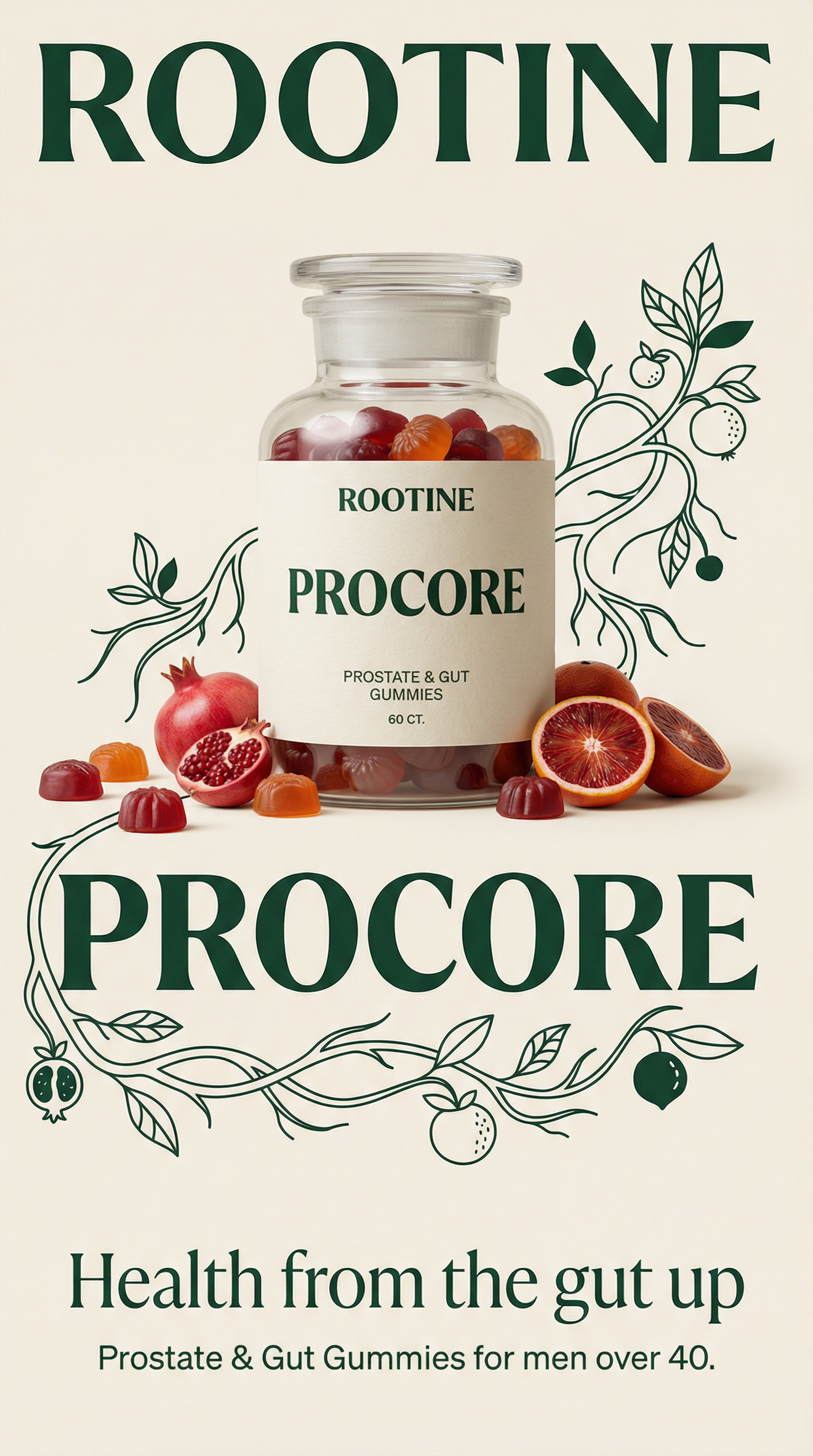 ROOTINE PROCORE branding — health from the gut up